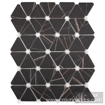 Triangle Sahara Black Marble Glass Mosaic